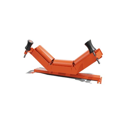 技術人員維護輸送帶上的自調心托輥